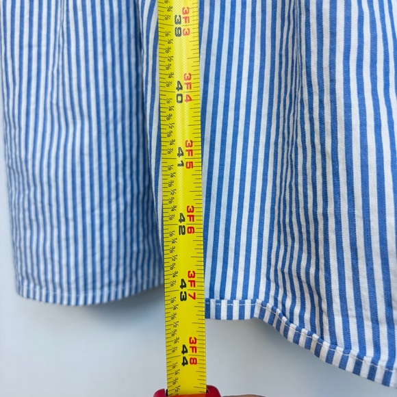 J. Crew Midi Dress Sz 8 Blue White Stripe Cotton Tiered Puff Sleeve SU24 Cottage - Picture 9 of 15